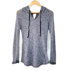 NWOT SELF ESTEEM Gray/Black Knit Hooded Shirt Lace Accent size L